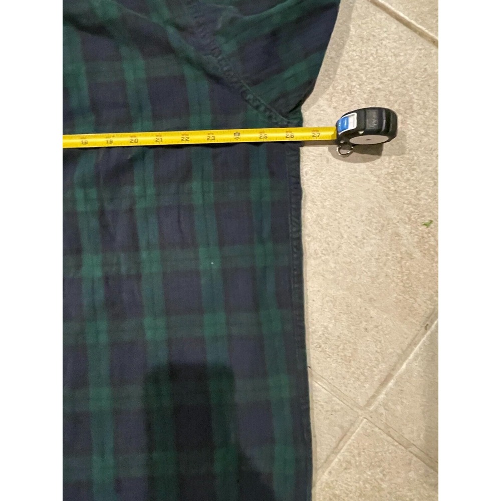 Vintage LL Bean Mens Scotch Plaid Flannel Shirt L‎ Button Down Green Blue - Picture 4 of 5